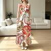 Vacation Style Sleeveless Maxi Dress Lightweight Floral Print Flowy Dress,Versatile for Casual Daily Wear