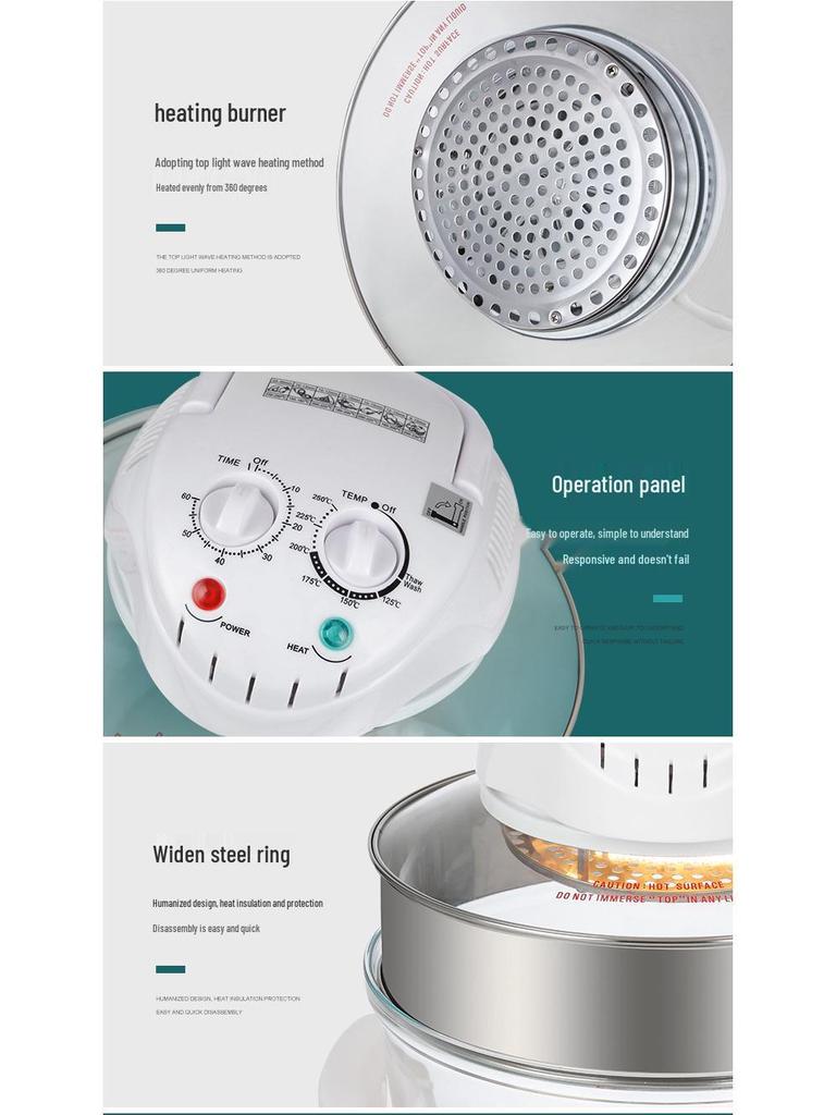 Friggitrice ad aria in vetro e forno a microonde alogeno 110V - Standard europei, britannici e americani