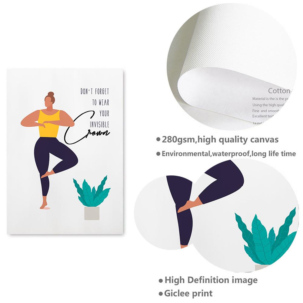 Modern Art Oil Painting Fitness Yoga Canvas Painting Print Women Posters and Prints Gym Room Empowerment Quote Wall Decoration