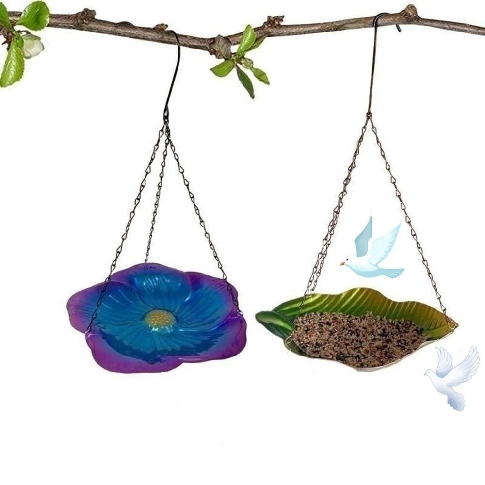 Balanced Hanging Bird Tray Flower Outdoor Bird Food Dispenser Bird Feeder Nature Setting