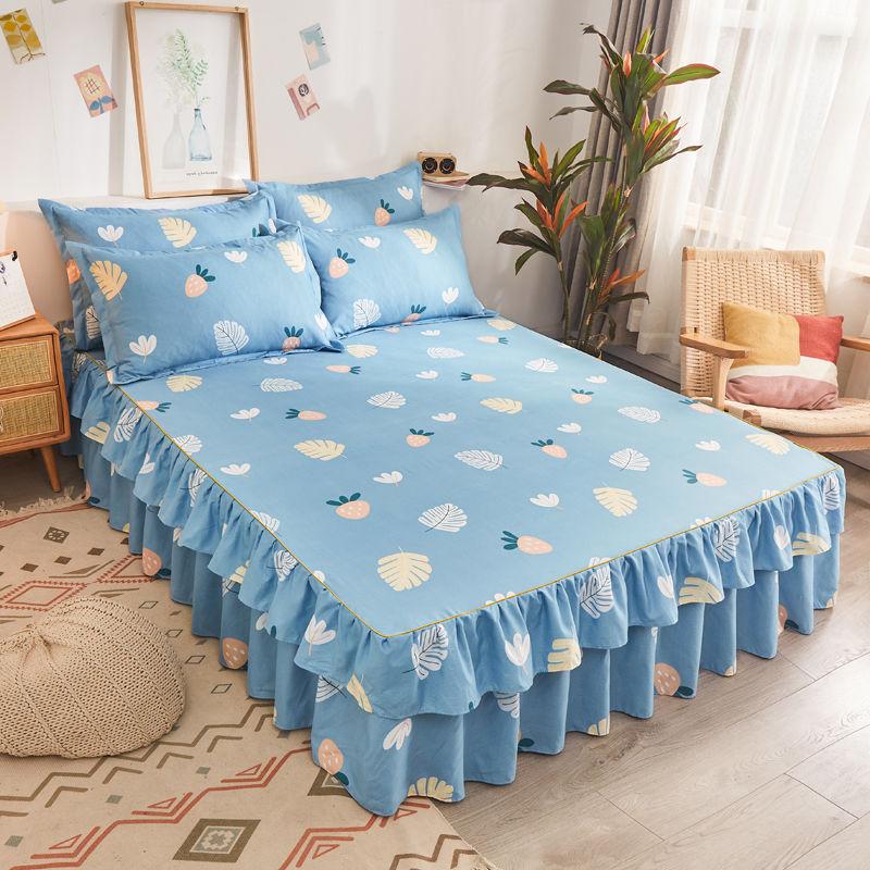 3Pcs Set Cotton  New Brushed Bed Skirt Bed Cover Simmons Bed Cover Protector Bed Sheet Set Queen Size Bed Sheets Set Skirt