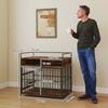 Dog Crate Furniture Dog Cage With Rotatable Feeding Station And Storage Shelves End Side Table Indoor Pet Kennel