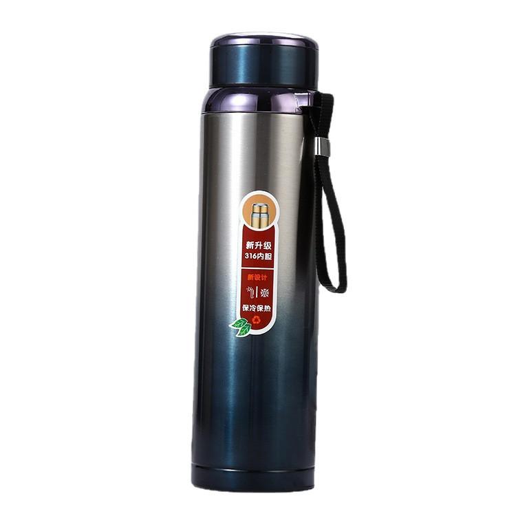 Stainless Steel Insulated Travel Mug With Tea Separator And Carrying Rope For Outdoor Use