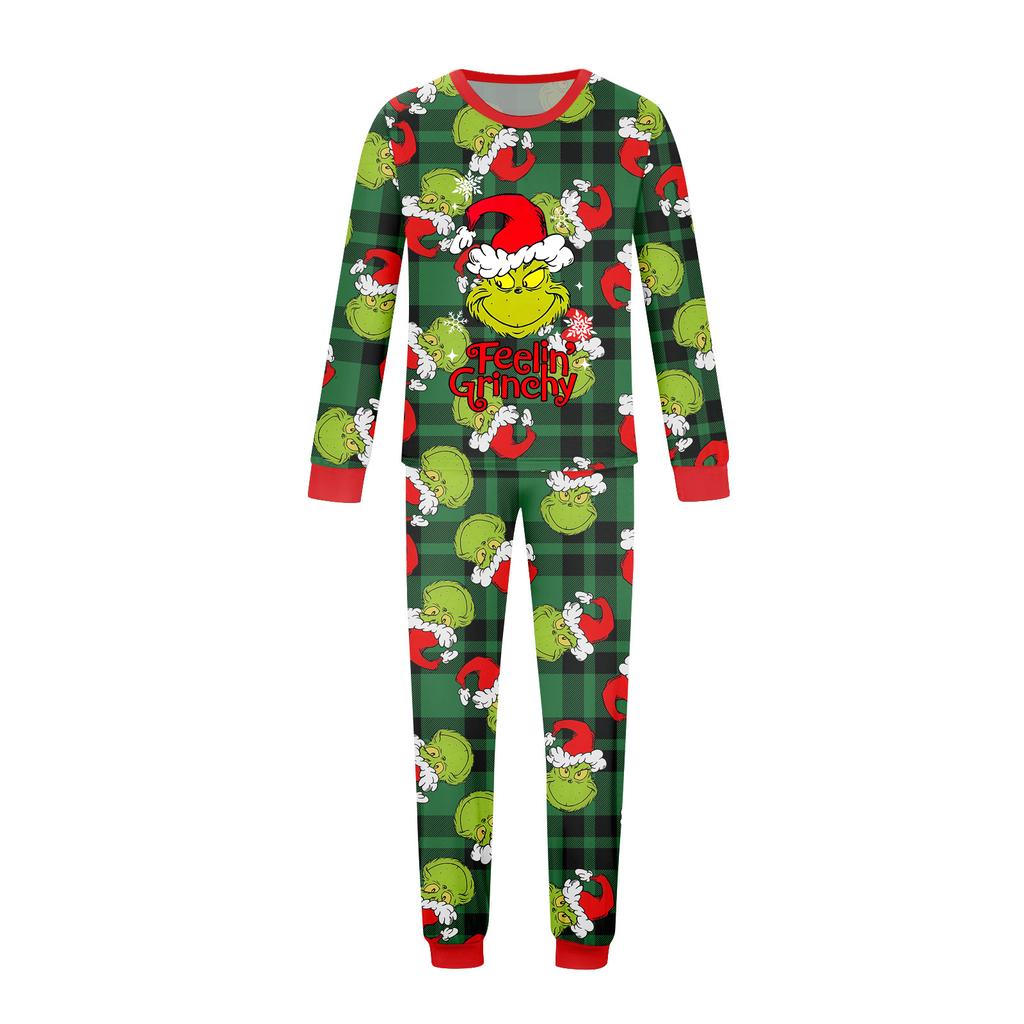 Print Cute Family Set Pajamas, Home Clothes, Family Set Long Sleeve Top Pants Set
