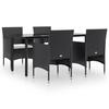 3156600 vidaXL Ensemble de salle à manger de jardin avec coussins 5 pcs Noir
