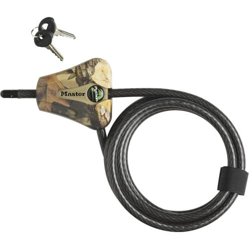 Master Lock (8418KADCAMO-TMB) - Keyed, Adjustable, Vinyl-Coated Cable, 8mm Thickness, 1.8m Length, Anti-Theft, Python Camouflage Design
