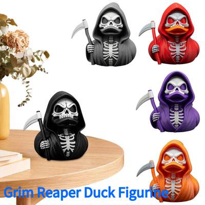 Grim Reaper Duck Figurine Collectible Scary Death Duck Statue Horror Duck Statue Halloween Decor