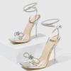 Fashion PVC Transparent Sandal for Women Butterfly-knot Ankle Buckle Strap Women Sandales Sexy Stripper Banquet Thin High Heels Shoes