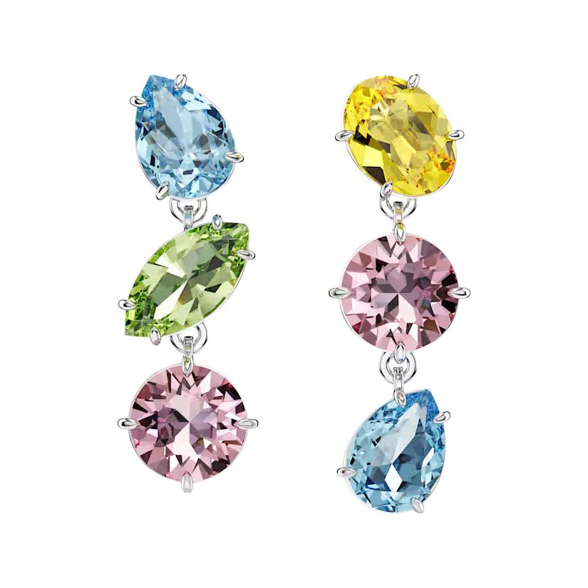 

Swarovski Water Drop Asymmetrical Design Rhodium Plated Imitation Crystal Earrings Women earrings Multicolor 5692406 Box+Shopping Bag (Random Color)