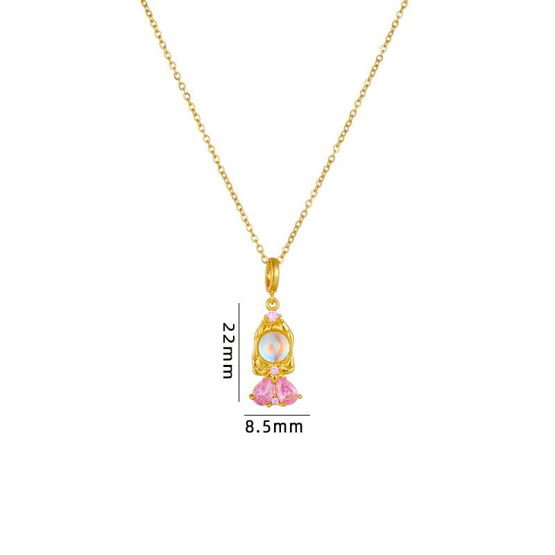 Sweet Exquisite Magic Fairy Elf Natural Rainbow Opal Zircon Pendant Necklace for Women Girl Fashion Lucky Charm Jewelry Gifts