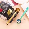 Stainless Steel Measuring Spoon With Clip Coffee Snacks Food Bags Multi-Function Kitchen Tool In Gold Rose
