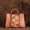 Johnature Borsa versatile in vera pelle da donna, vintage, fatta a mano, in pelle di mucca naturale goffrata, borse a tracolla