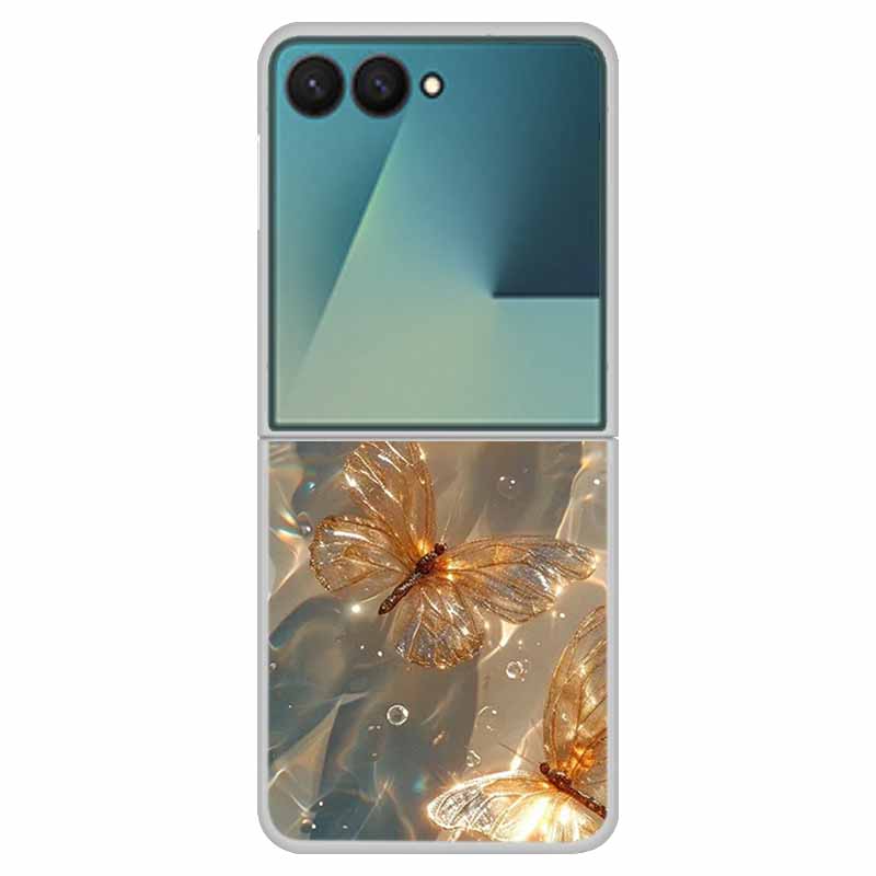 For Samsung Z Flip7 Flowers Case Transparent Hard PC Plastic Cover Shockproof Coque for Funda Samsung Galaxy Z Flip 7 5G Zflip7