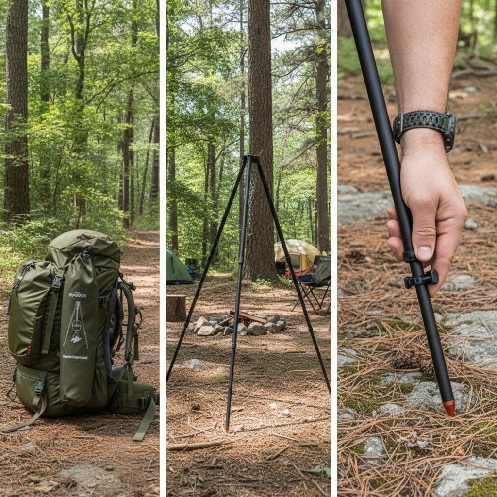 Camping Tripod with Chain Foldable Camp Grate Lightweight for Backpackers