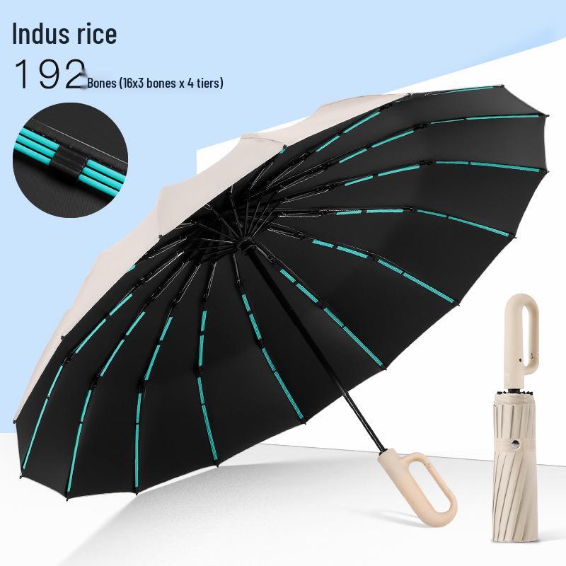 New 192-Rib Automatic Large Stormproof Dual-Use Umbrella for Business and Sun Protection