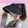 Trendy Brim Large Summer Hat For Women Uv Protection Black Sun Visor Cap