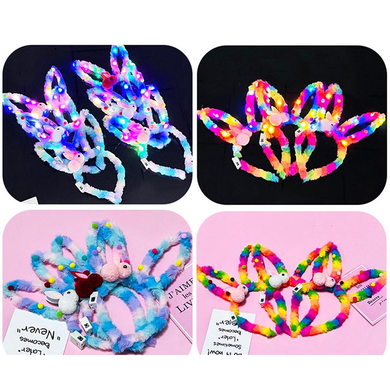 1Pc  Plush Glow Glow Ball Rabbit Hair Band Party Plush Glow Headwear