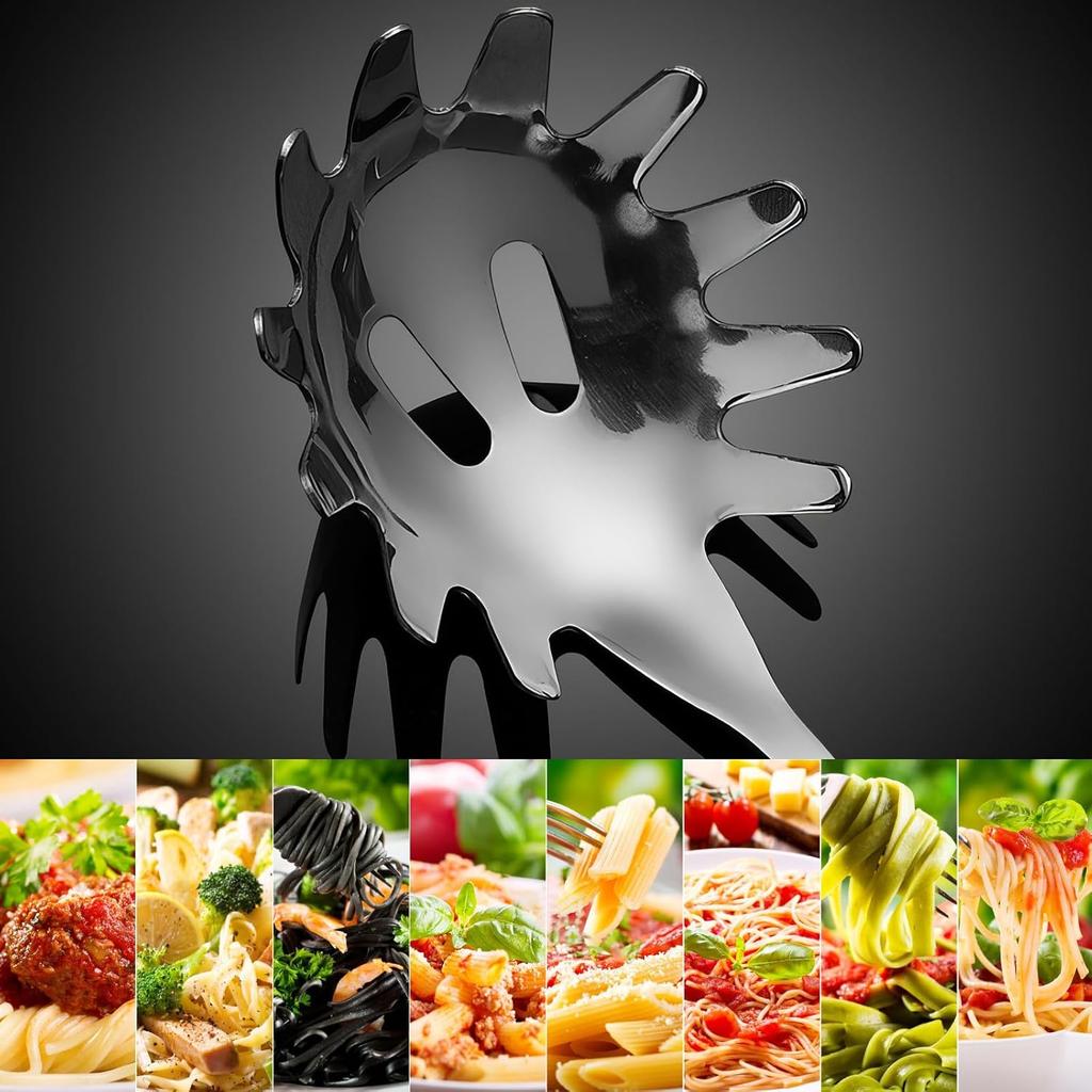 UPKOCH Rostfritt Stål Spaghettislev, Past Gaffel - Halkfri Nudelslev - Bekvämt Grepp Många Användningsområden - Isskopa/Soppskopa, 9.4 tum