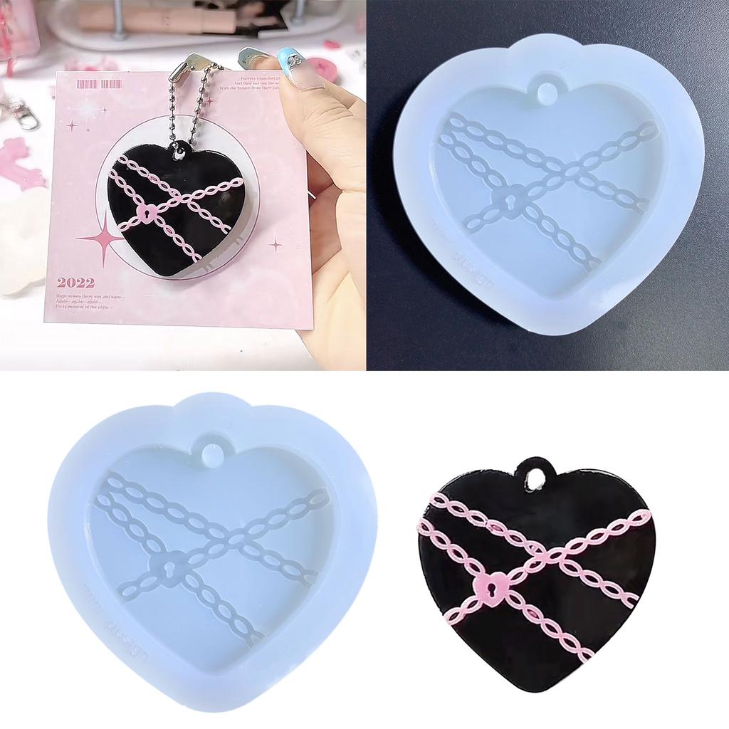 Keychain Silicone Mold Chain Heart Silicone Mold for Car Pendant Home Decor Crystal Epoxy Resin Mold Jewelry Making Mold