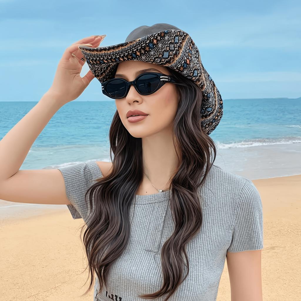 Women's reversible Bohemian beach mountaineering/travel/fishing sun hat windproof fisherman's hat outdoor hiking accessory