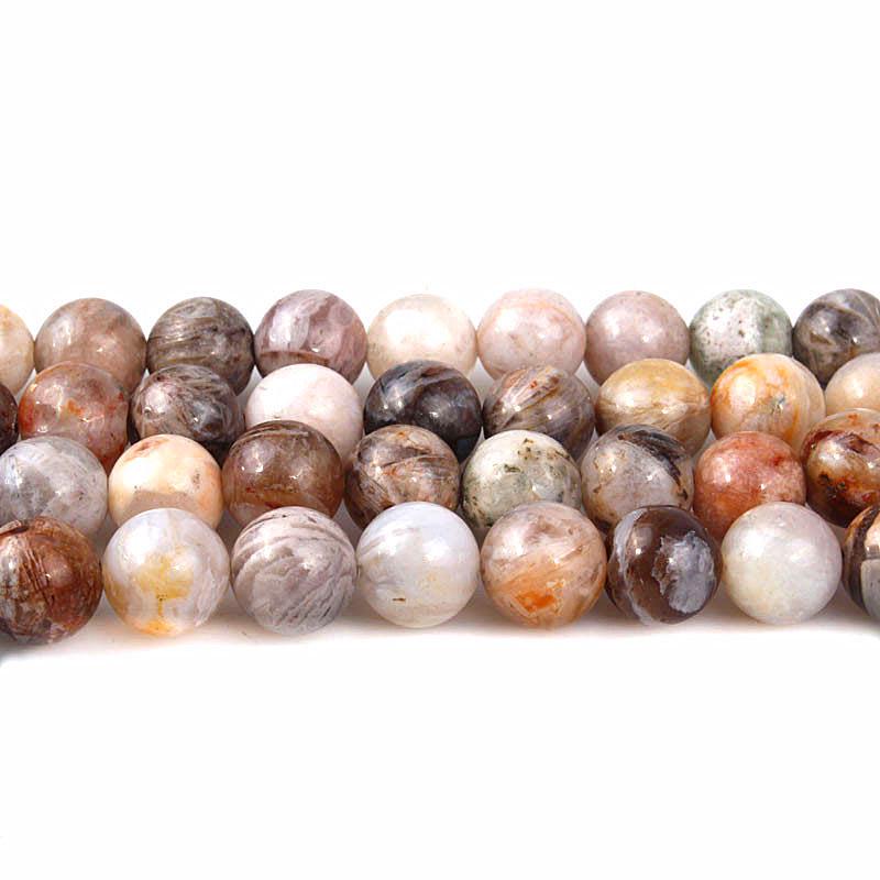Natural Bamboo Leaf Agate Round Beads for DIY Jewelry Accessories