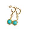 Natural Freshwater Pearl Earrings 11k Gold Inlay Fashionable Light Luxury High-end Hand-wound Turquoise Long Earrings