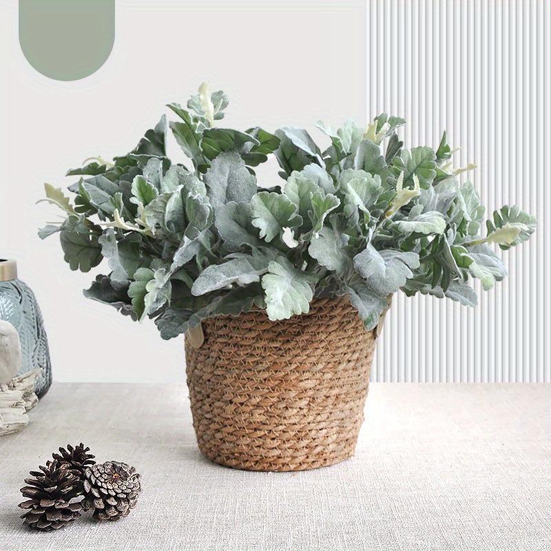 1Pc Green Cineraria Simulation Flower Planting Hairy Silver Leaf, Fake Flower Green Plant