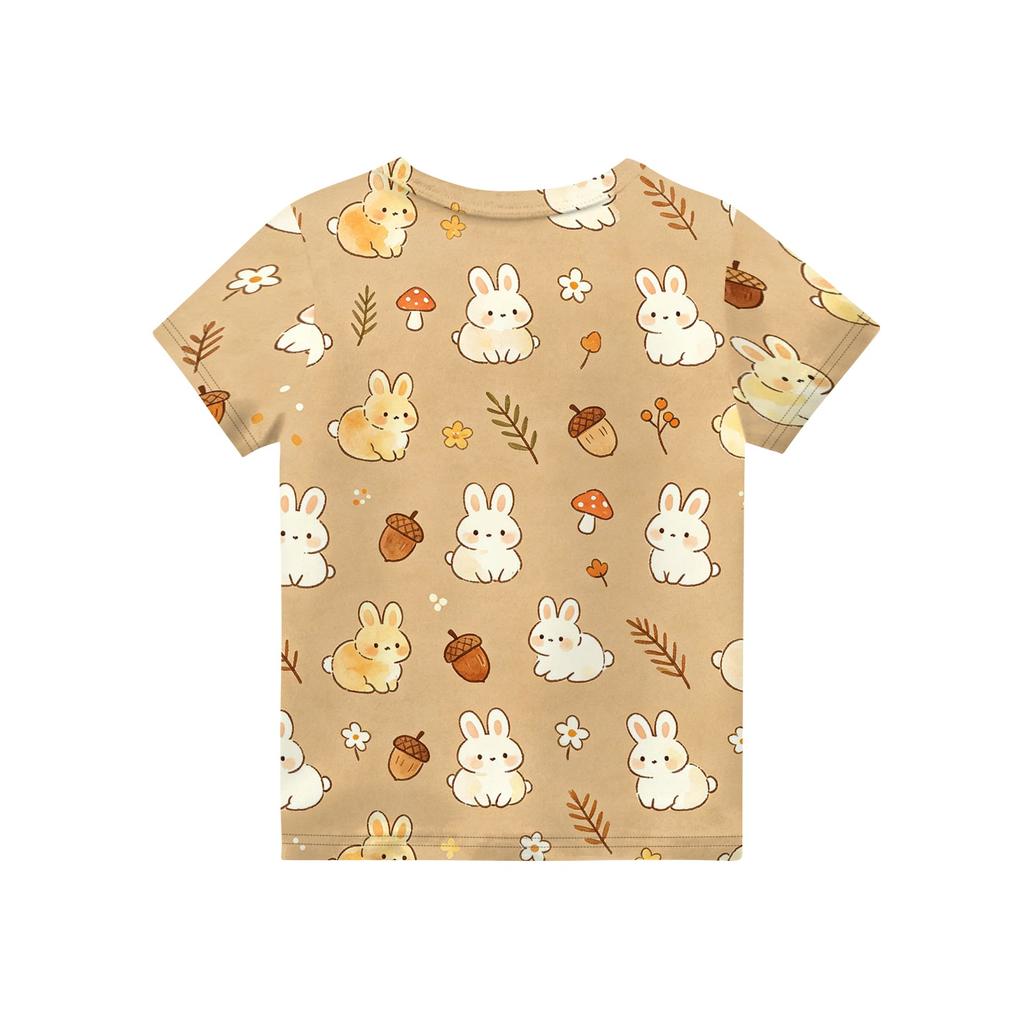 Kids Animal Print Crew Neck Short Sleeve Casual Loose Fit T Shirt Comfortable Cotton Blend Fabric Soft Texture Summer Wear