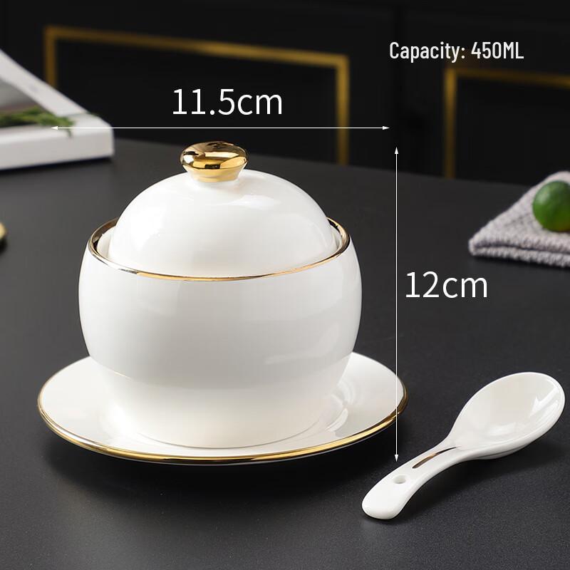 Zhao Ran 4.5-inch Gold Rim Antique Double Boiler Stew Pot Set