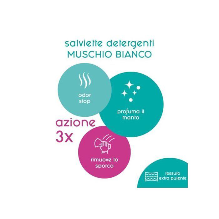 Lingettes pour animaux - Inodorina - 110 pièces - Musc blanc - Tissu résistant - Odor Stop - Action adoucissante