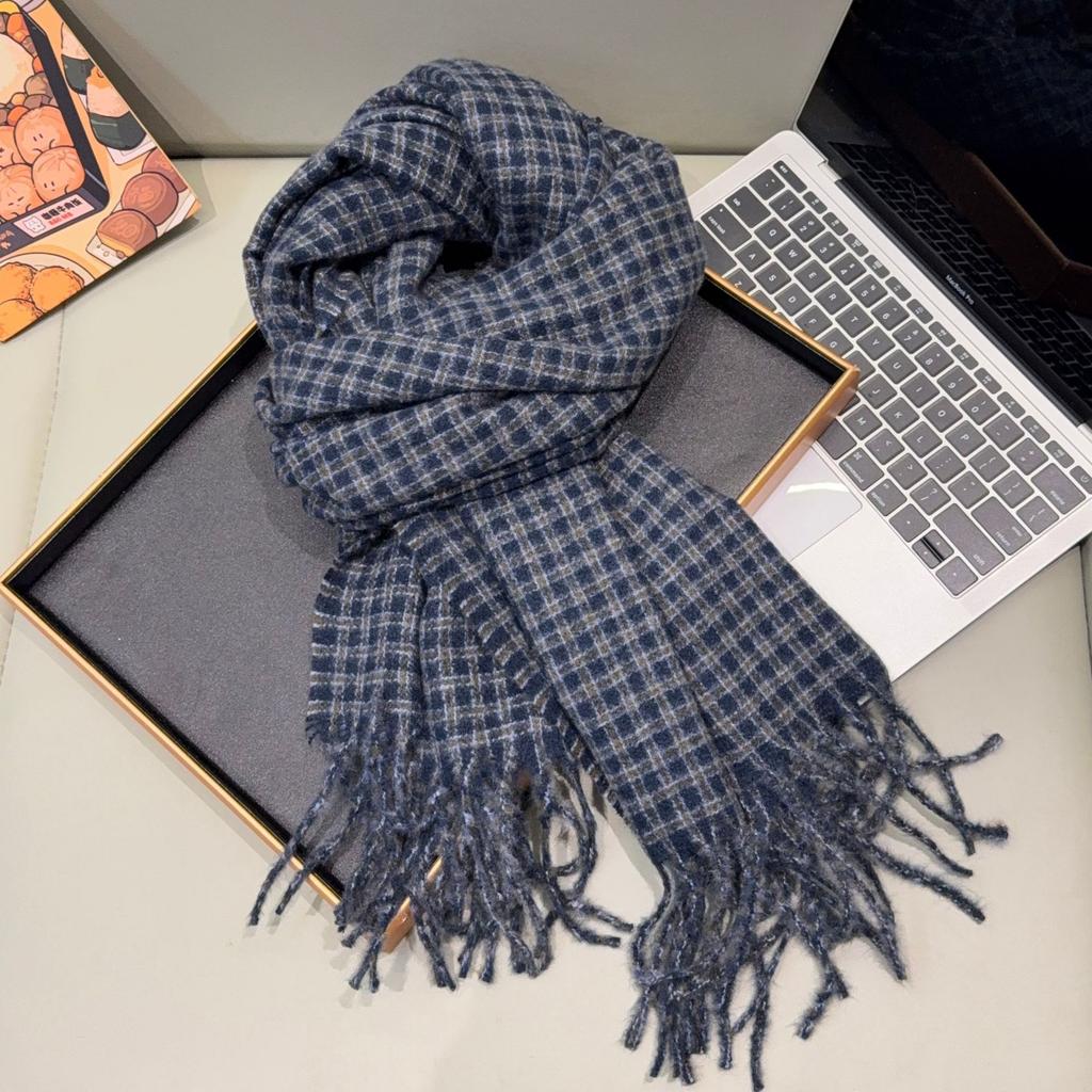 Winter retro plaid scarf women's new thickened imitation cashmere fashion versatile Korean high-end warm scarf women