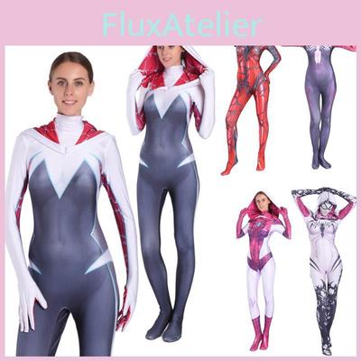 Stilingas Spider Gwen Stacy kostiumas moterims su unikaliu Spider-man dizainu Helovinui