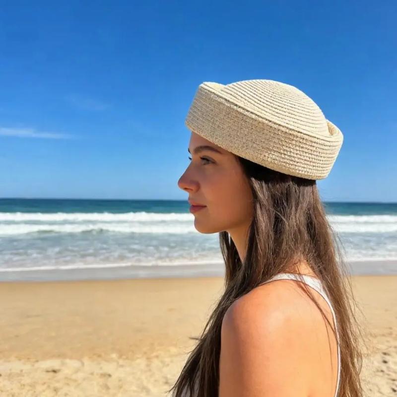 2026 Summer Beret Sun Hats Retro Artistic Painter Breathable Straw Hat Women Circle Concave Straw Sun Hats