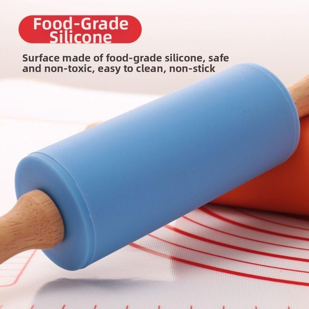 Multicolor Pastry Dough Roller Wooden Handle Flour Roller New Silicone Rolling Pin Cooking Utensil