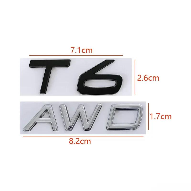 T5 T6 AWD Logo Car Rear Trunk Emblem Sticker for Volvo S60 V60 S80 XC60 XC90 Auto Body Badge Decal Accessories