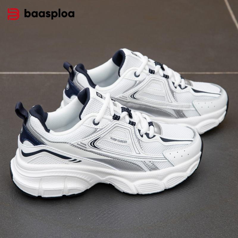 BAASPLOA Women's Mesh Running Shoes Breathable Thick-soled Height-increasing Sports Shoes Lightweight Casual Shoes Vintage Trendy Shoes