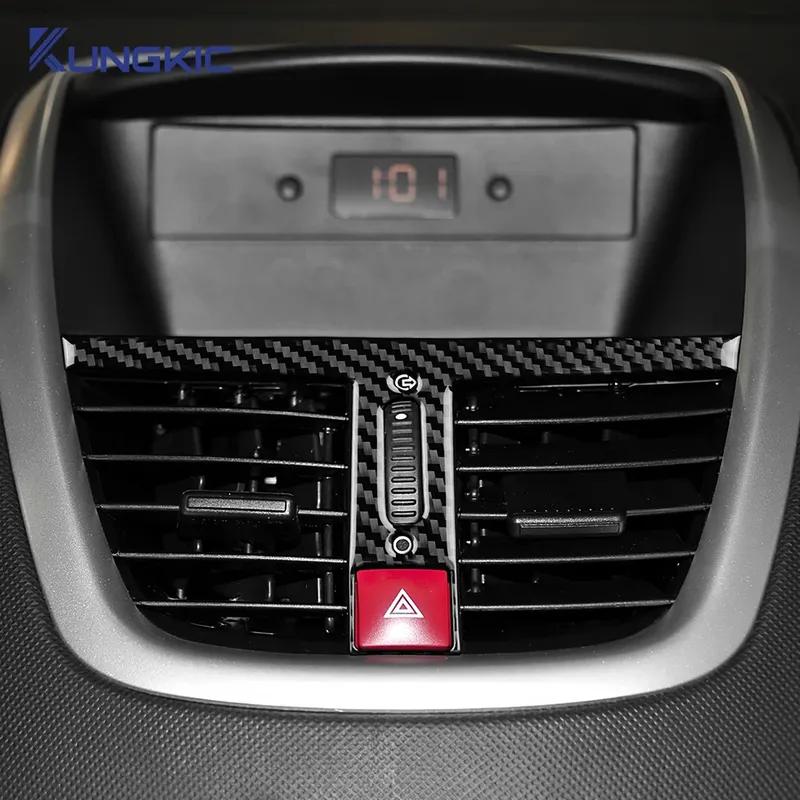 Car Dashboard Air Vent Outlet Interior Trim For Peugeot 206 2009 2010 2011 2012 2013 2014 Real Soft Carbon Fiber Sticker LHD RHD