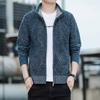 Men's Casual High Collar Long Sleeve Knitted Top with Velvet Warmth for Autumn and Winter Fashion Multi Functional Jacket