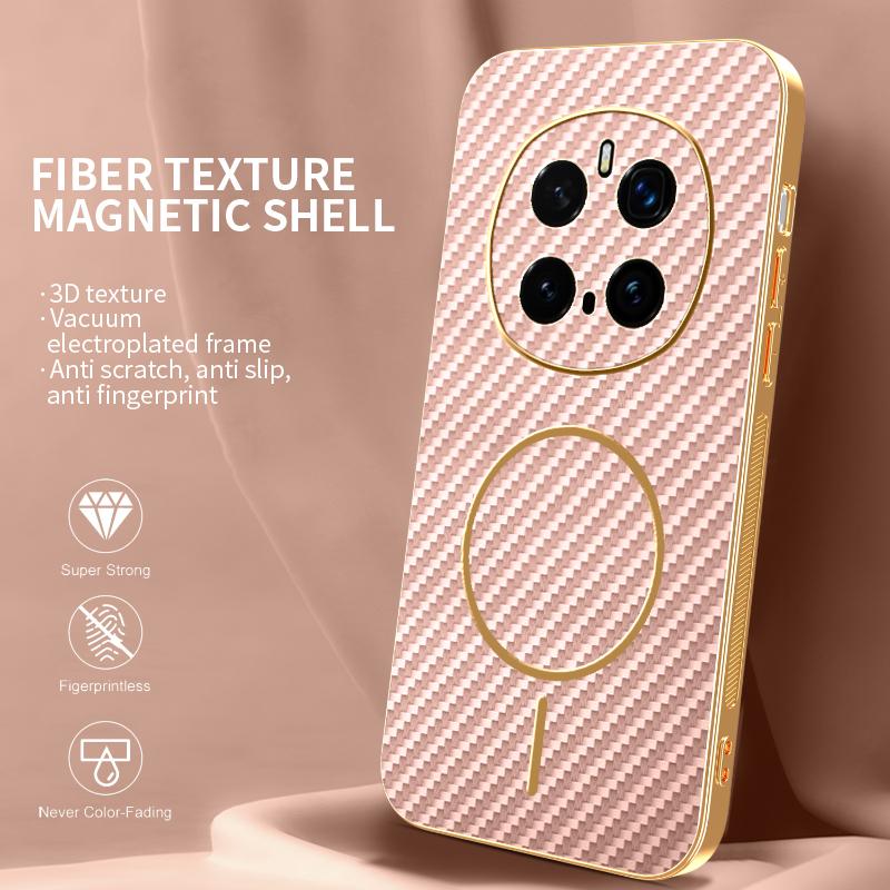 For Honor Magic7 Pro 5G Phone Case Carbon Fiber Textured Electroplated TPU Back Cover