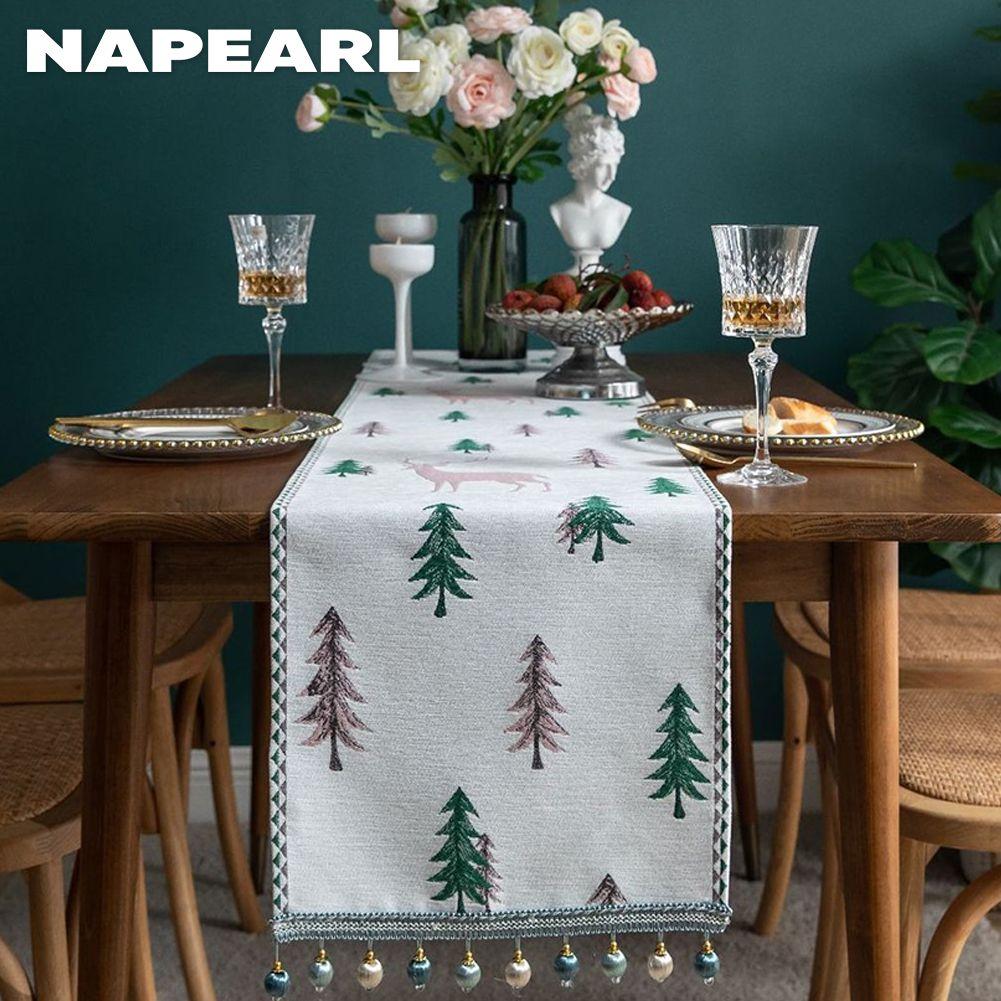 1PC NAPEARL Nordic Forest Style Table Flag Tassel Table Runner for Dinner Table Decor Kitchen for Home Table Home Decor