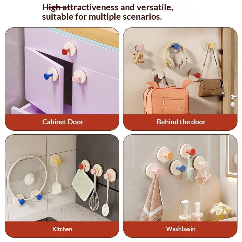 Multi-Purpose Suction Cup Wall Hooks Cute Colorful Strong Adhesive No Drilling for Bathroom Shower Kitchen Storage