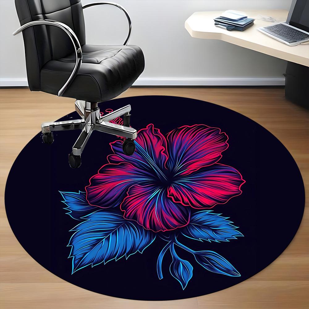 1pc Floral Bloom Office Round Area Rug, Indoor Mat Suitable For Office, Under Office Chairs Bedroom Living Room Home Decor, Room Deco