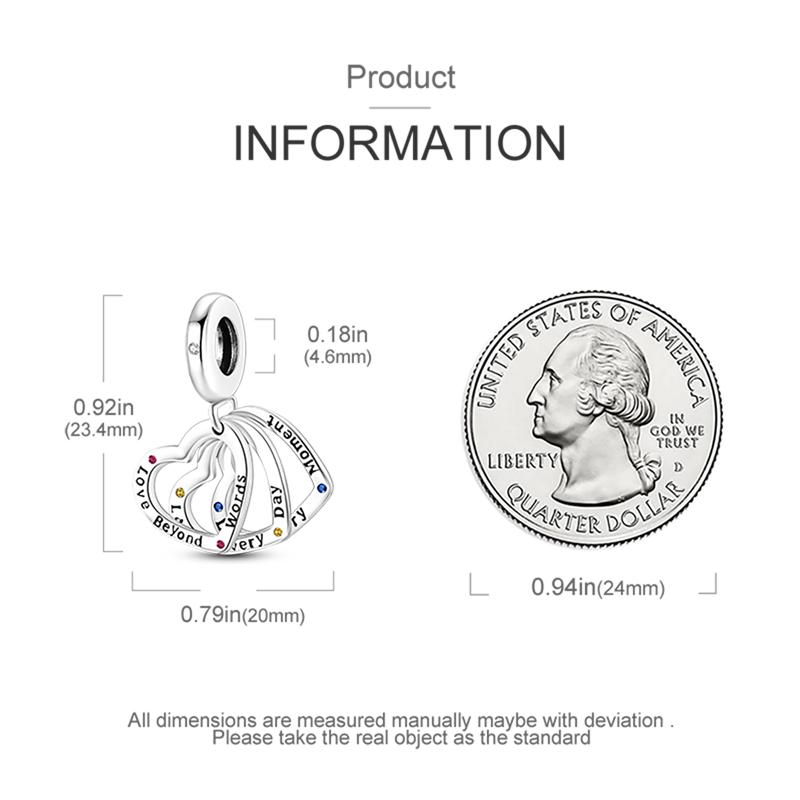 Original Charms Copper Good Life Heart Pendant Charm Beads Fits 3Mm Original Bracelets For Women Diy Fine Jewelry Gifts New