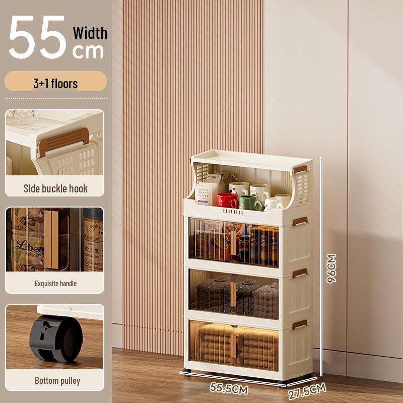 Foldable Dustproof Multi-Layer Storage Cabinet for Kitchen & Living Room