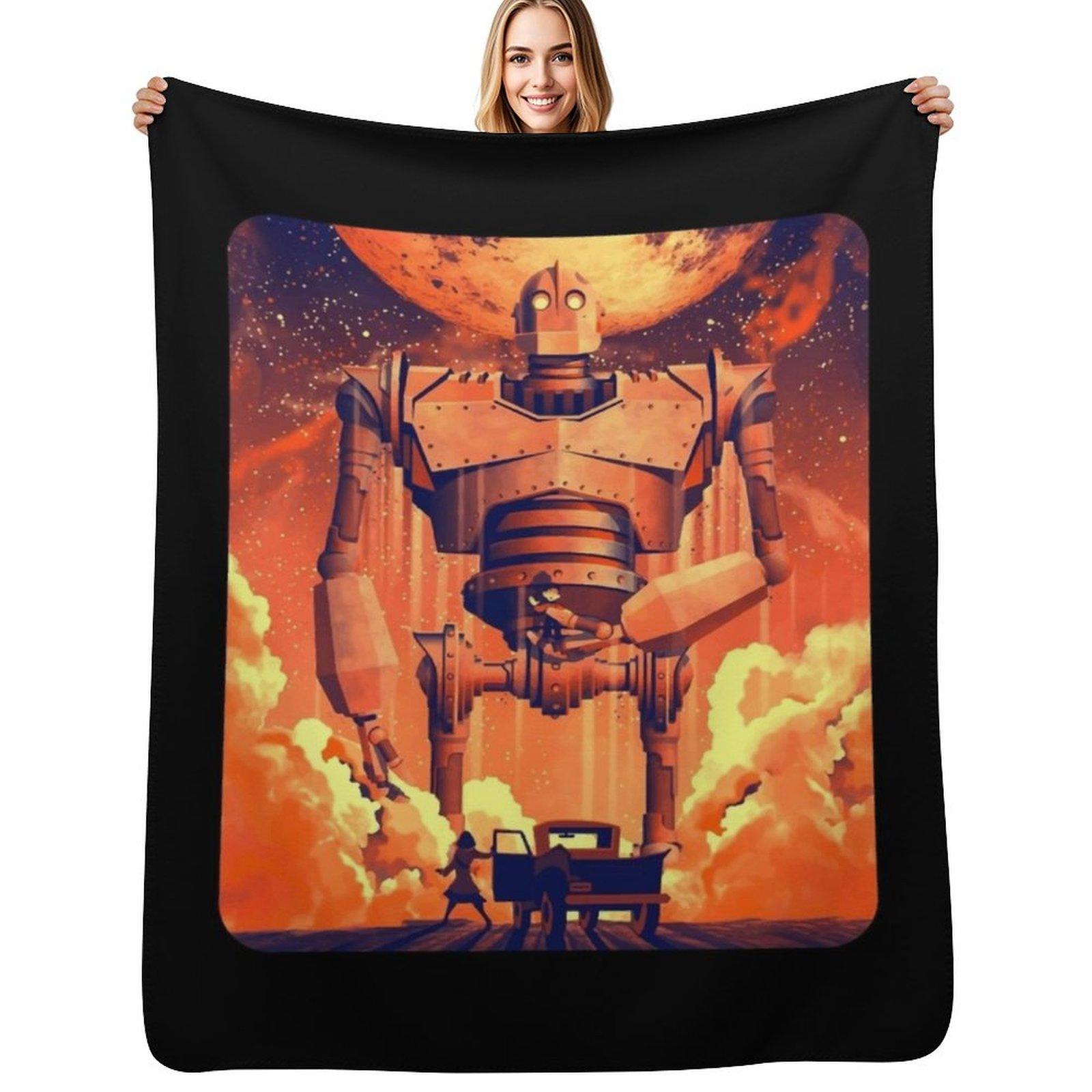 

Iron Giant Throw Blanket Travel Size Cozy Blanket for Plane Train 102x76cm(40x30in)