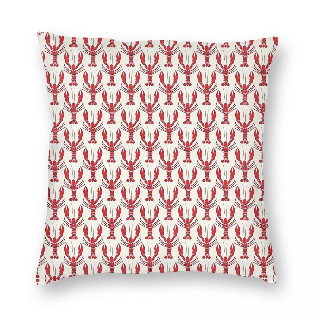 Nautical Lobsters Square Pillowcase Polyester Linen Velvet Printed Zip Decorative Throw Pillow Case Room Cushion Cover