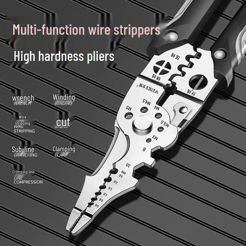 Industrial Grade Multifunctional Electrician Pliers: Wire Strippers, Crimpers, Skinners, Nail Cutters In High Carbon Steel