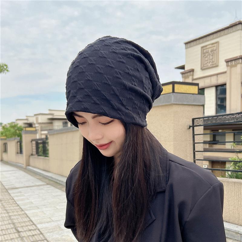 Korean Fashion Beanies for Women Girls Solid Color Cotton Heap Heap Hat Female Breathable Warm Bonnet Outdoor Soft Pullover Cap Windproof Keep Warm