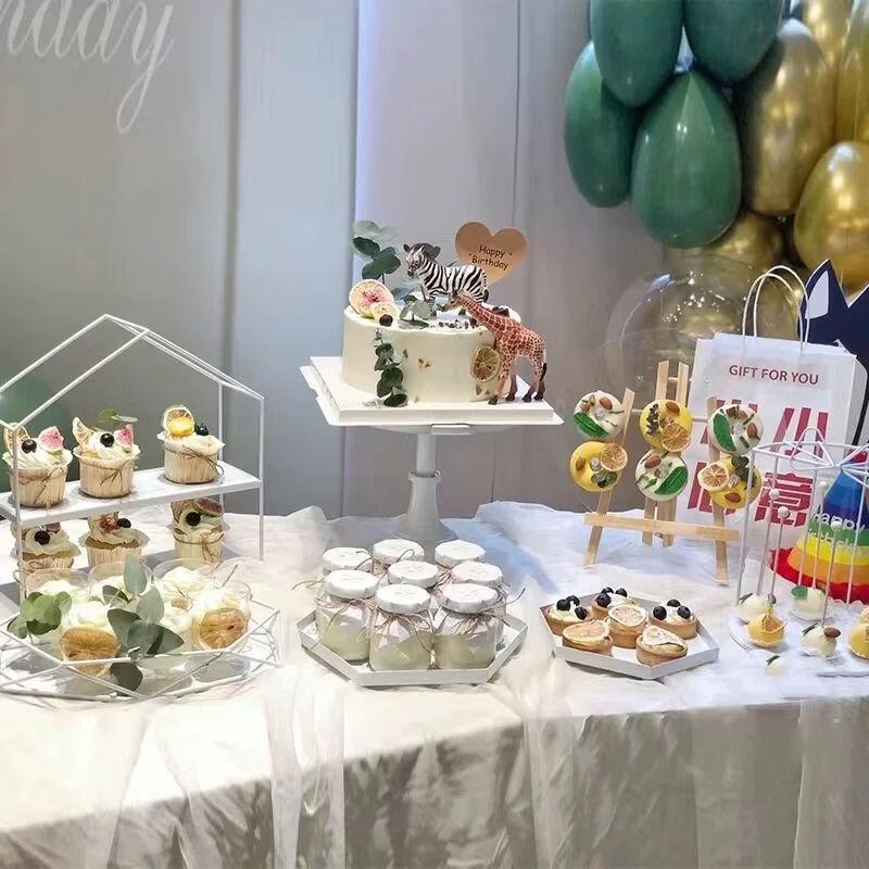 Elegant White Iron Art Dessert & Cake Display Stand Sets