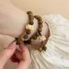 Elastic Wood Beaded Strand Bracelets Handwoven Green Natural Sandalwood Bracelet  Gift